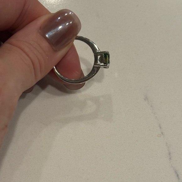 2.11 Ct VVS1 Emerald Cut Brown / Blue Moissanite Ring, Silver Solitaire Size 7 - Picture 8 of 9